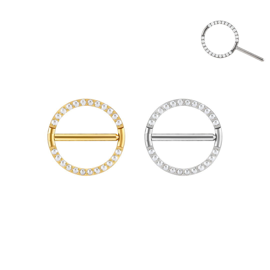 Pearl Halo Nipple Barbell 14G